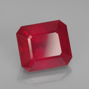Rubi vermelho natural 4,93ct, corte esmeralda, VS-SI