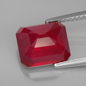 Rubi vermelho natural 4,93ct, corte esmeralda, VS-SI