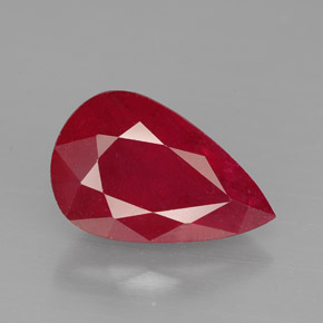 Rubi vermelho natural 4,46ct, formato de pêra, VS-SI