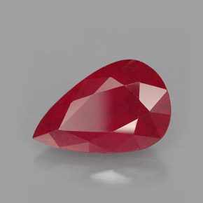 Rubi vermelho natural 4,46ct, formato de pêra, VS-SI