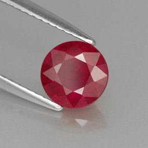 Rubi vermelho natural 1,40ct, corte redondo, VS-SI