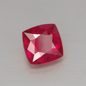 Rubi vermelho natural 1,72ct, almofada cortada, VS-SI