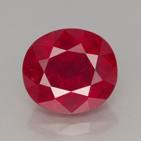 Rubi vermelho natural 3,68ct, corte oval, VS-SI