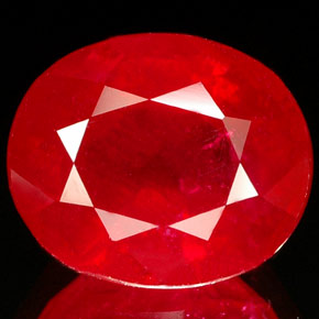 Rubi vermelho natural 4,56ct, corte oval, SI