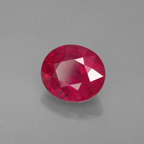 Rubi vermelho natural 1,80ct, corte oval, VS-SI