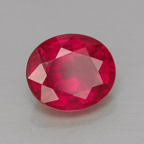 Rubi vermelho natural 1,60ct, corte oval, VS-SI