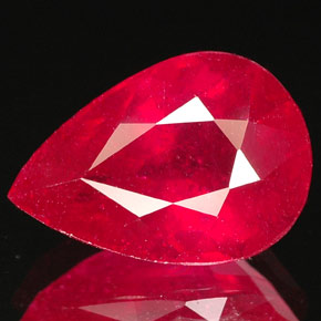 Rubi vermelho natural 4,40ct, formato de pêra, VS-SI