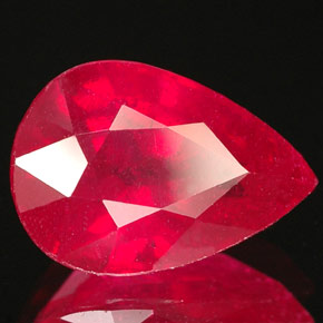 Rubi vermelho natural 4,40ct, formato de pêra, VS-SI