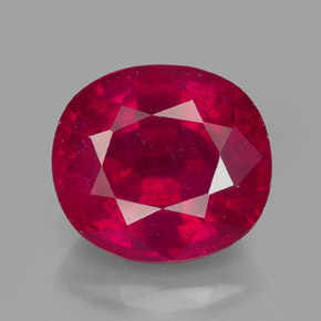 Rubi vermelho natural 3,30ct, corte oval, VS-SI