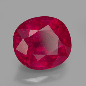 Rubi vermelho natural 3,30ct, corte oval, VS-SI