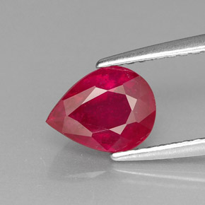 Rubi vermelho natural 1,51ct, formato de pêra, VS-SI