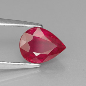 Rubi vermelho natural 1,51ct, formato de pêra, VS-SI