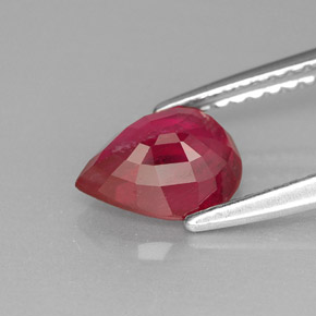 Rubi vermelho natural 1,51ct, formato de pêra, VS-SI