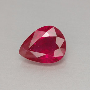 Rubi vermelho natural 1,29ct, formato de pêra, VS-SI
