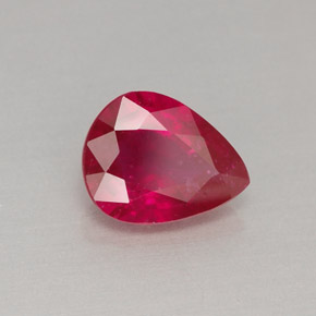 Rubi vermelho natural 1,29ct, formato de pêra, VS-SI