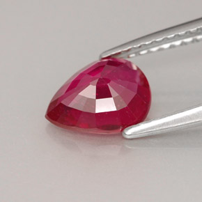 Rubi vermelho natural 1,29ct, formato de pêra, VS-SI