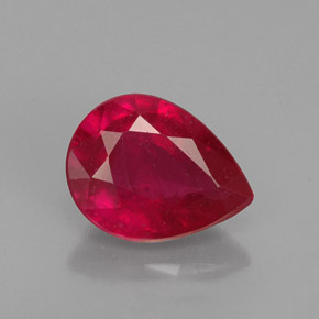 Rubi vermelho natural 1,36ct, formato de pêra, VS-SI