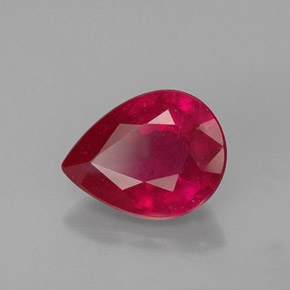 Rubi vermelho natural 1,36ct, formato de pêra, VS-SI