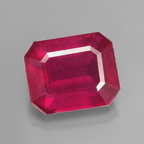 Rubi vermelho natural 4,68ct, corte esmeralda, VS-SI