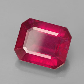 Rubi vermelho natural 4,68ct, corte esmeralda, VS-SI
