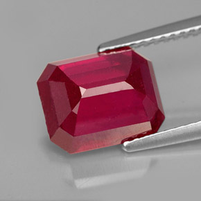 Rubi vermelho natural 4,68ct, corte esmeralda, VS-SI