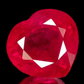 Rubi vermelho natural 1,26ct, formato de coração, VS-SI