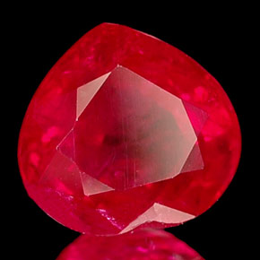 Rubi vermelho natural 1,26ct, formato de coração, VS-SI