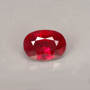 Rubi vermelho natural 1,62ct, corte oval, SI