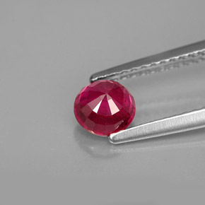 Rubi vermelho natural 0,85ct, corte redondo, VS-SI