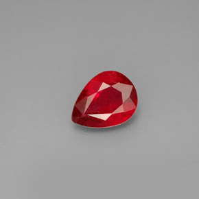 Rubi vermelho natural 1,26ct, formato de pêra, VS-SI