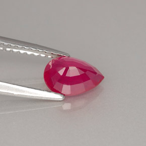 Rubi vermelho natural 0,98ct, formato de pêra, VS-SI