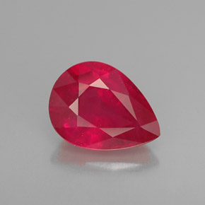 Rubi vermelho natural 1,31ct, formato de pêra, VS-SI