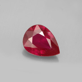 Rubi vermelho natural 1,18ct, formato de pêra, VS-SI