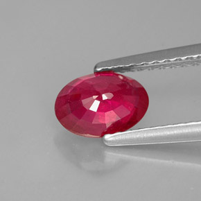 Rubi vermelho natural 1,07ct, corte oval, VS-SI