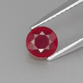 Rubi vermelho natural 0,81ct, corte redondo, VS-SI