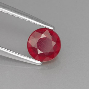 Rubi vermelho natural 0,81ct, corte redondo, VS-SI
