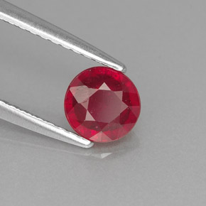 Rubi vermelho natural 0,89ct, corte redondo, VS-SI