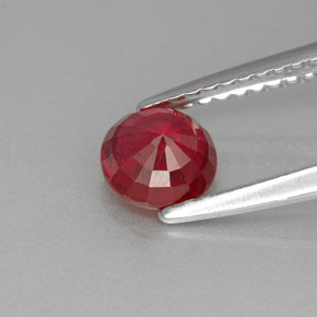 Rubi vermelho natural 0,89ct, corte redondo, VS-SI