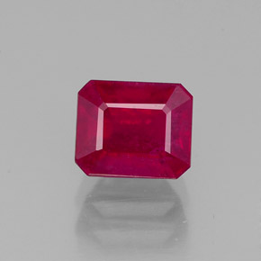 Rubi vermelho natural 1,54ct, corte esmeralda, VS-SI