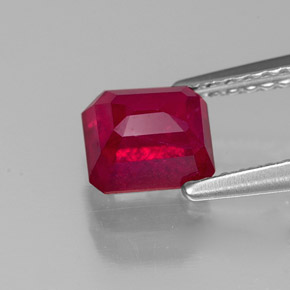 Rubi vermelho natural 1,54ct, corte esmeralda, VS-SI