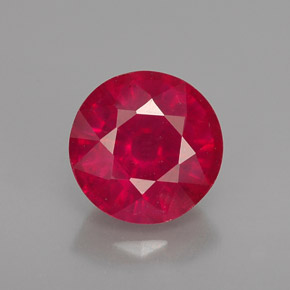 Rubi vermelho natural 1,71ct, corte redondo, VS-SI