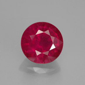 Rubi vermelho natural 1,39ct, corte redondo, VS-SI