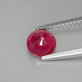 Rubi vermelho natural 1,40ct, corte redondo, VS-SI