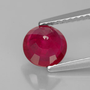 Rubi vermelho natural 1,47ct, corte redondo, VS-SI