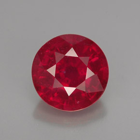 Rubi vermelho natural 1,39ct, corte redondo, VS-SI