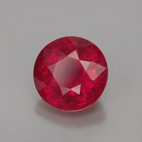 Rubi vermelho natural 1,39ct, corte redondo, VS-SI