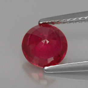 Rubi vermelho natural 1,39ct, corte redondo, VS-SI