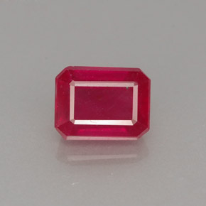 Rubi vermelho natural 1,65ct, corte esmeralda, SI