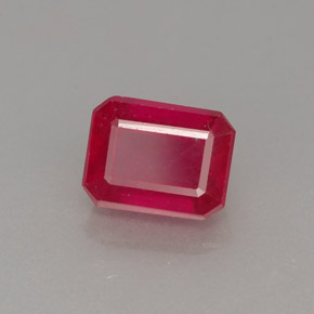 Rubi vermelho natural 1,65ct, corte esmeralda, SI