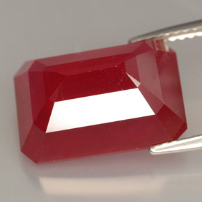 Rubi vermelho natural 13,23ct, corte esmeralda, VS-SI